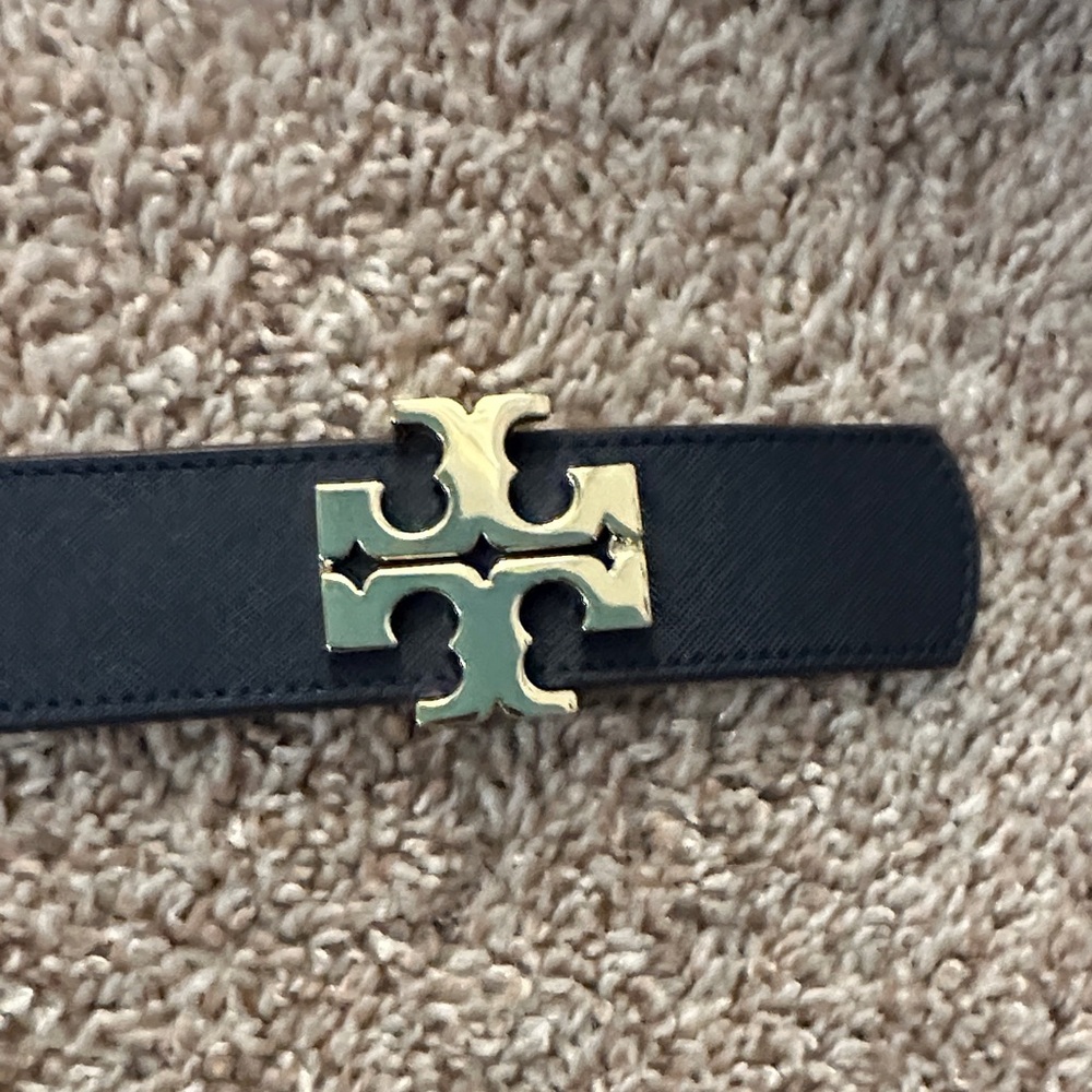 Tory Burch Black Belt with Gold Emblem